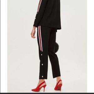 Topshop side striped red popper pants!